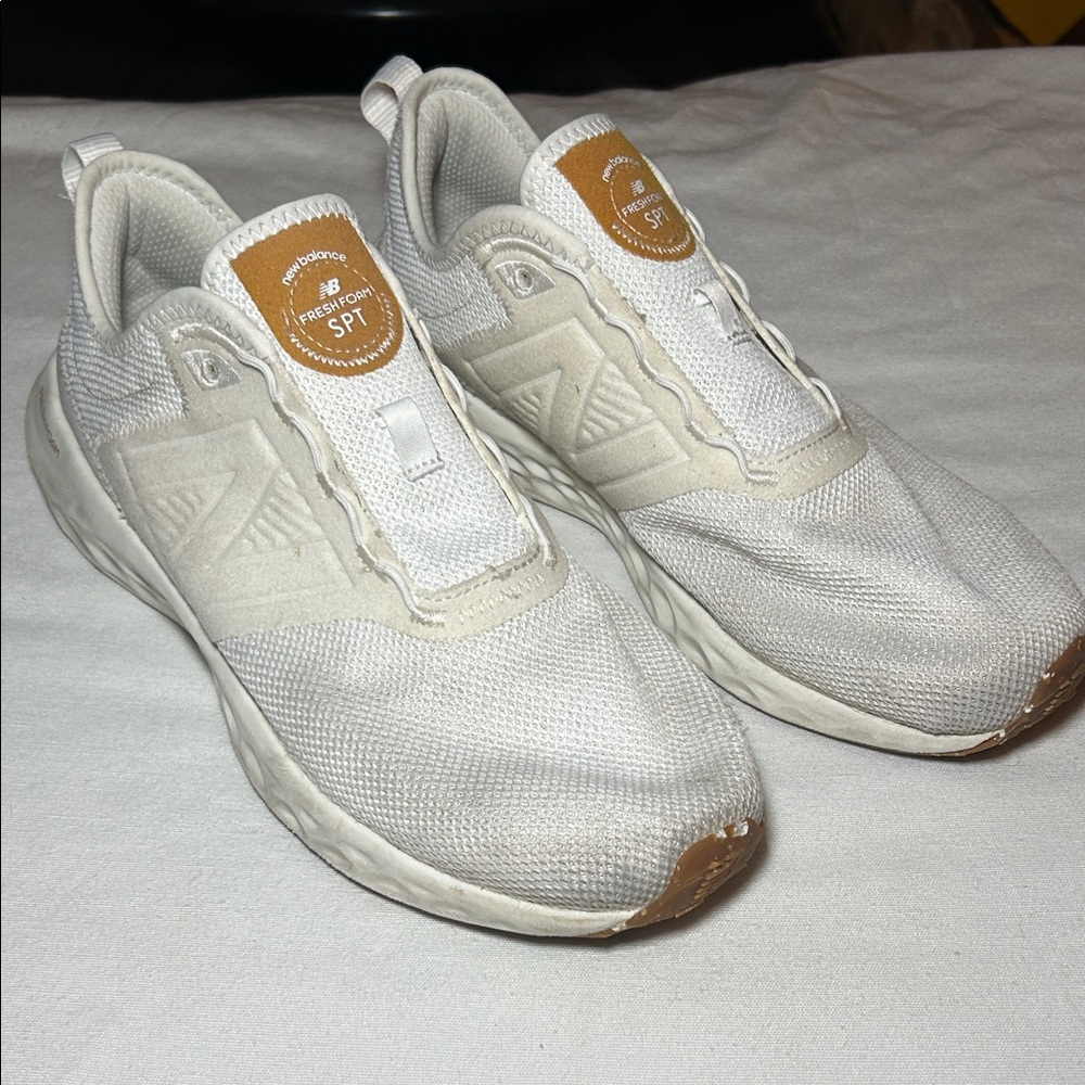 New Balance White and Tan Men's Sneakers
